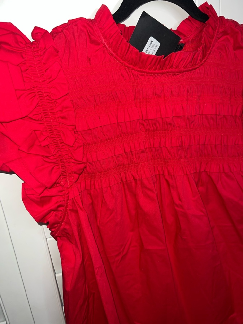 Marc New York Womens Bright Red Ruffle Sleeve Smocked Top 2XL - Picture 3 of 8